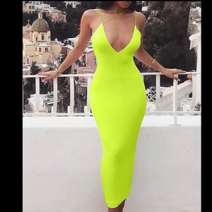 Sexy v neck low-cut sleeveless body con dress